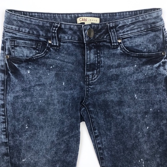 CAbi Blue Distressed Lowrise Jeans Size 2 XS Stretch Designer Stylish Comfort - Picture 3 of 8
